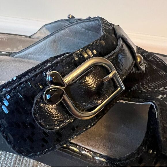 Alegria PEG-530 Black Leather Sparkle Velcro Strap Sandals Sz 38 = Women’s 7.5/8 - Picture 5 of 13